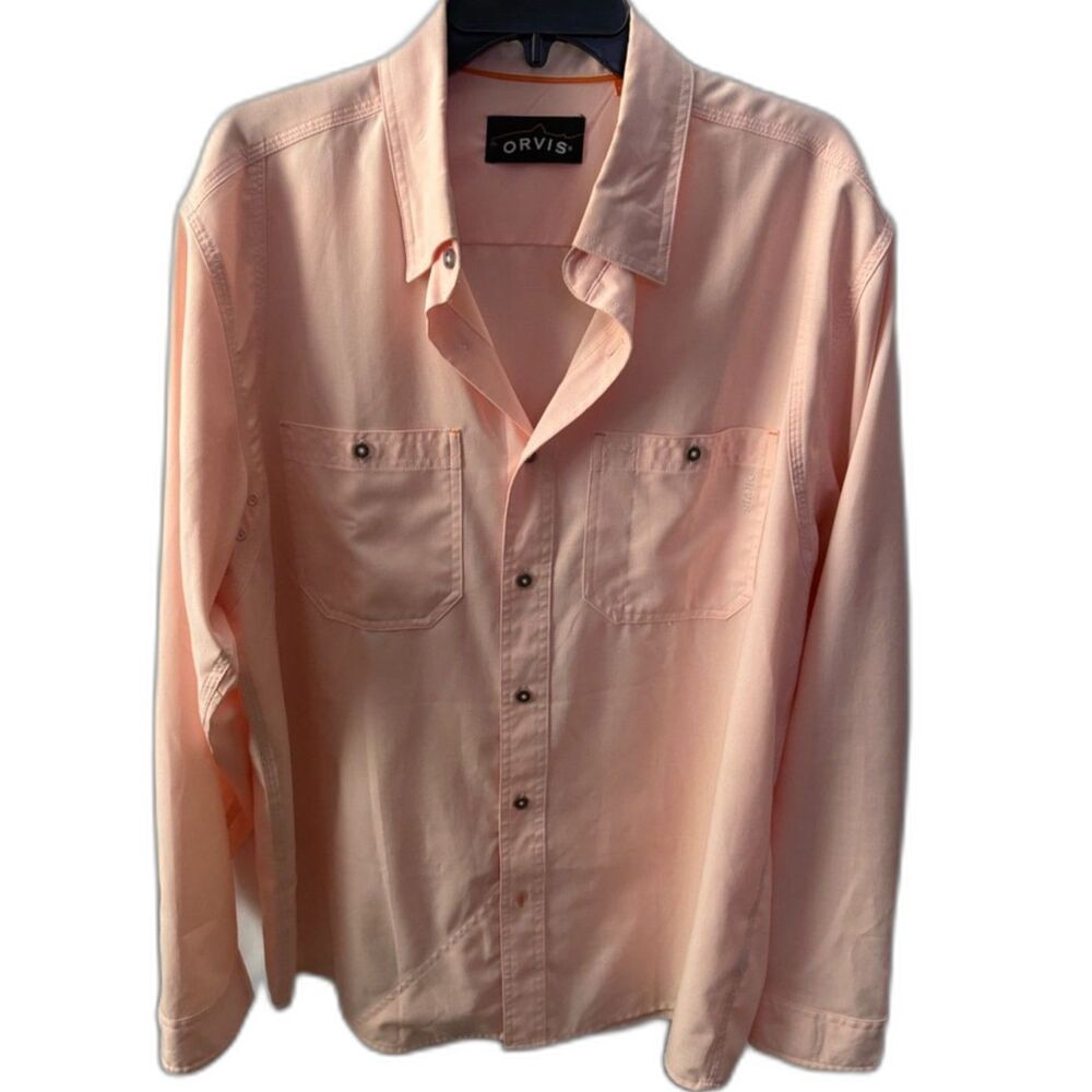 Orvis Open Air Caster Men’s Large Salmon Peach Long Sleeve Fishing Shirt Vented